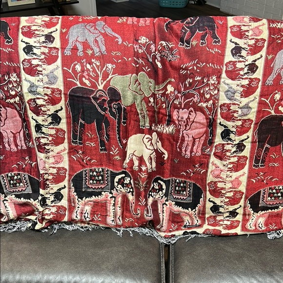 Other - Genuine Afghanistan Red Elephant Patterned Cashmere Throw Blanket